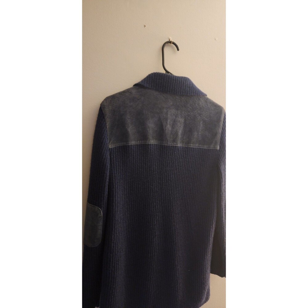 Vintage Terry Lewis Classic Shirt Jacket Womens M Suede Leather & Wool Y2K Blue - Picture 6 of 8